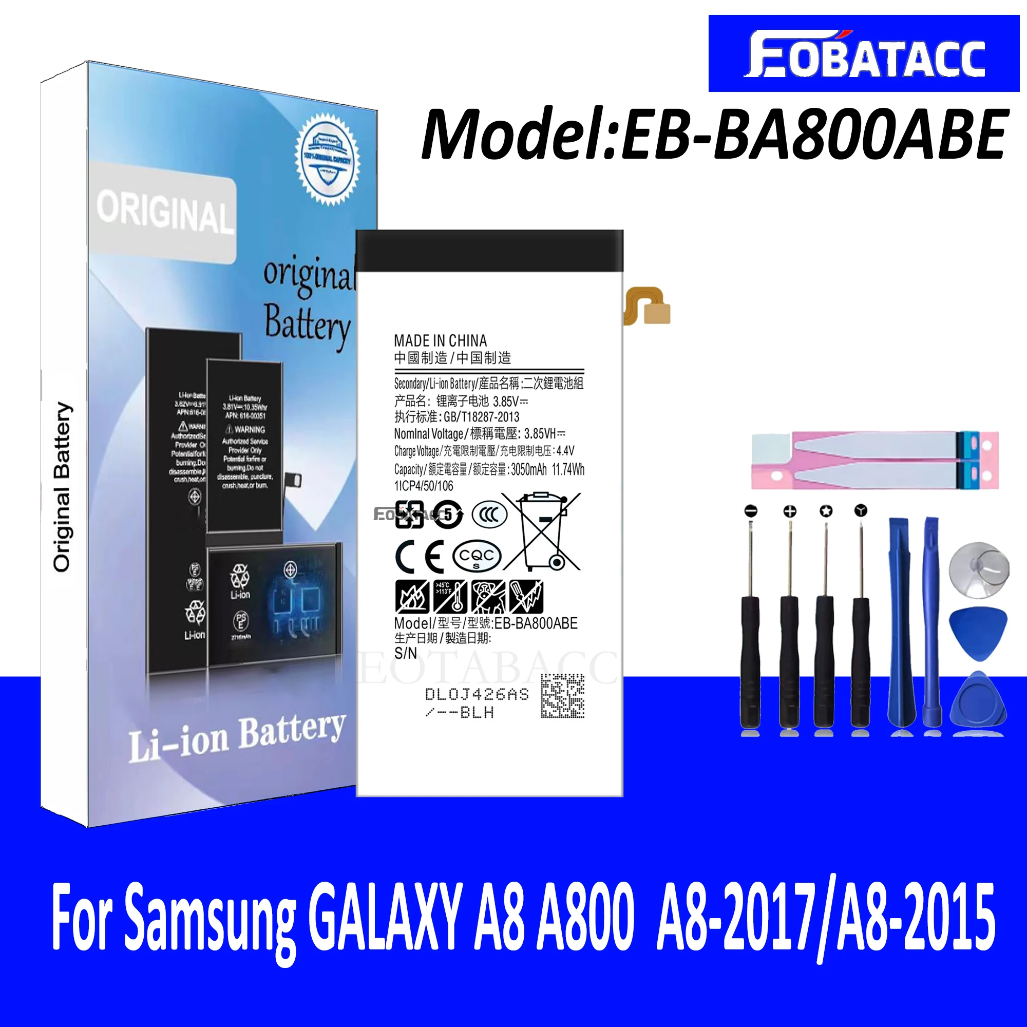 

EOTABACC High Quality 100% Original EB-BA800ABE Battery For Samsung GALAXY A8 A800 A8000/A8009 A8-2017/A8-2015 Phone Battery+Too