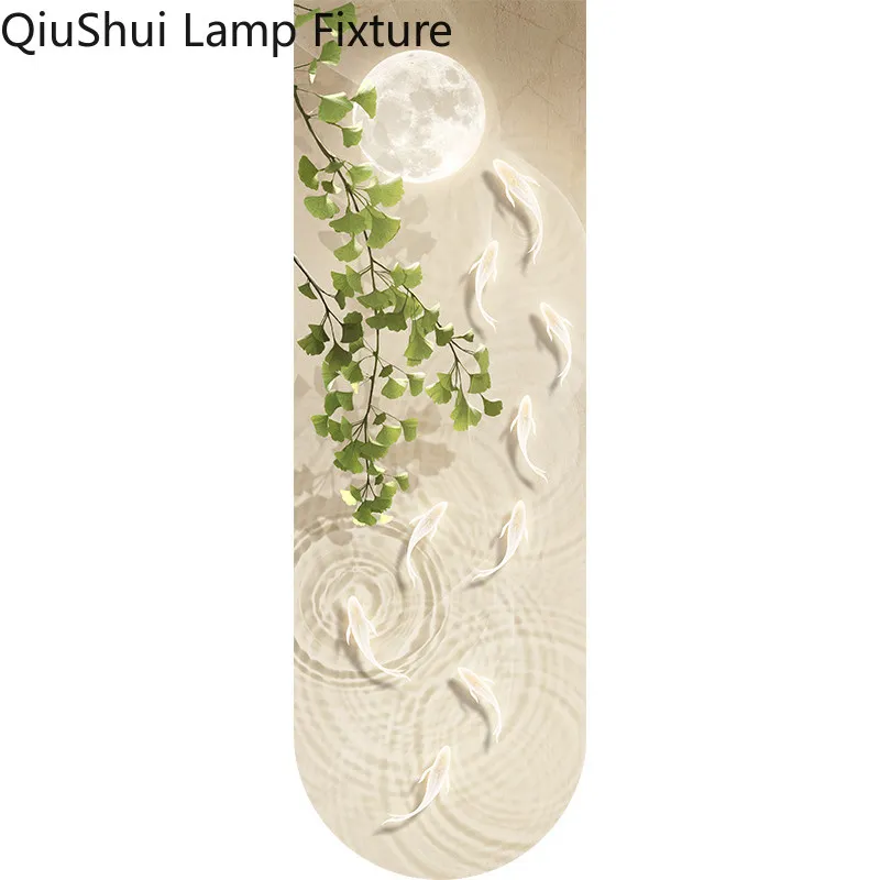 Modern Wall Light Luxury Facing The Door Entrance Porch Decorative Painting Vertical Aisle Hanging Mural Corridor Fish Picture