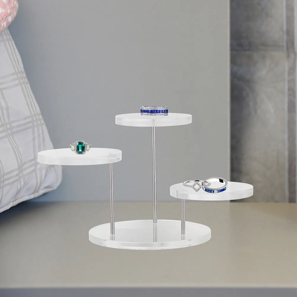 

2Sets Clear Acrylic Ring Display Stand Multi Tier Circular Jewelry Organizer Holder for Rings Retail Use Tabletop Jewelry