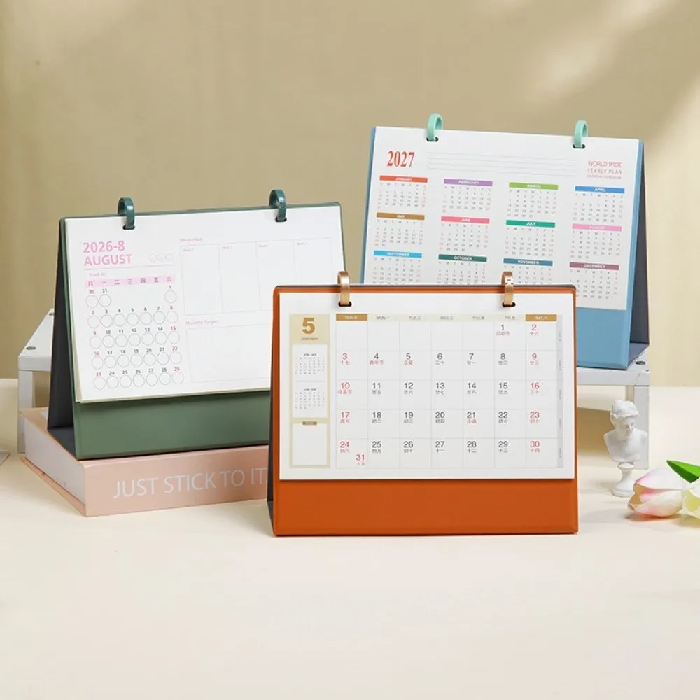 

Chinese Style 2026 Desk Calendar Month Date Display Solid Color Horse Year Calendar Simple Coil Binding Schedule Planner