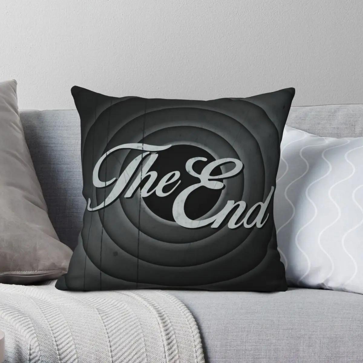 

Cinema Movie Theater The End Pillowcase Polyester Linen Velvet Printed Zip Decor Throw Pillow Case Sofa Cushion Cover