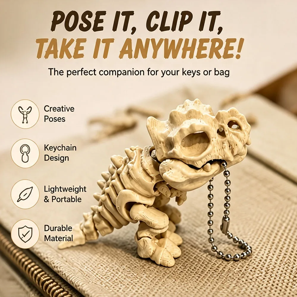 Aesthetic Desk Decor 3D Printed Articulated T-Rex Skeleton Model Movable Dinosaur Fossil Tactile Gadget Novelty Holiday Gift