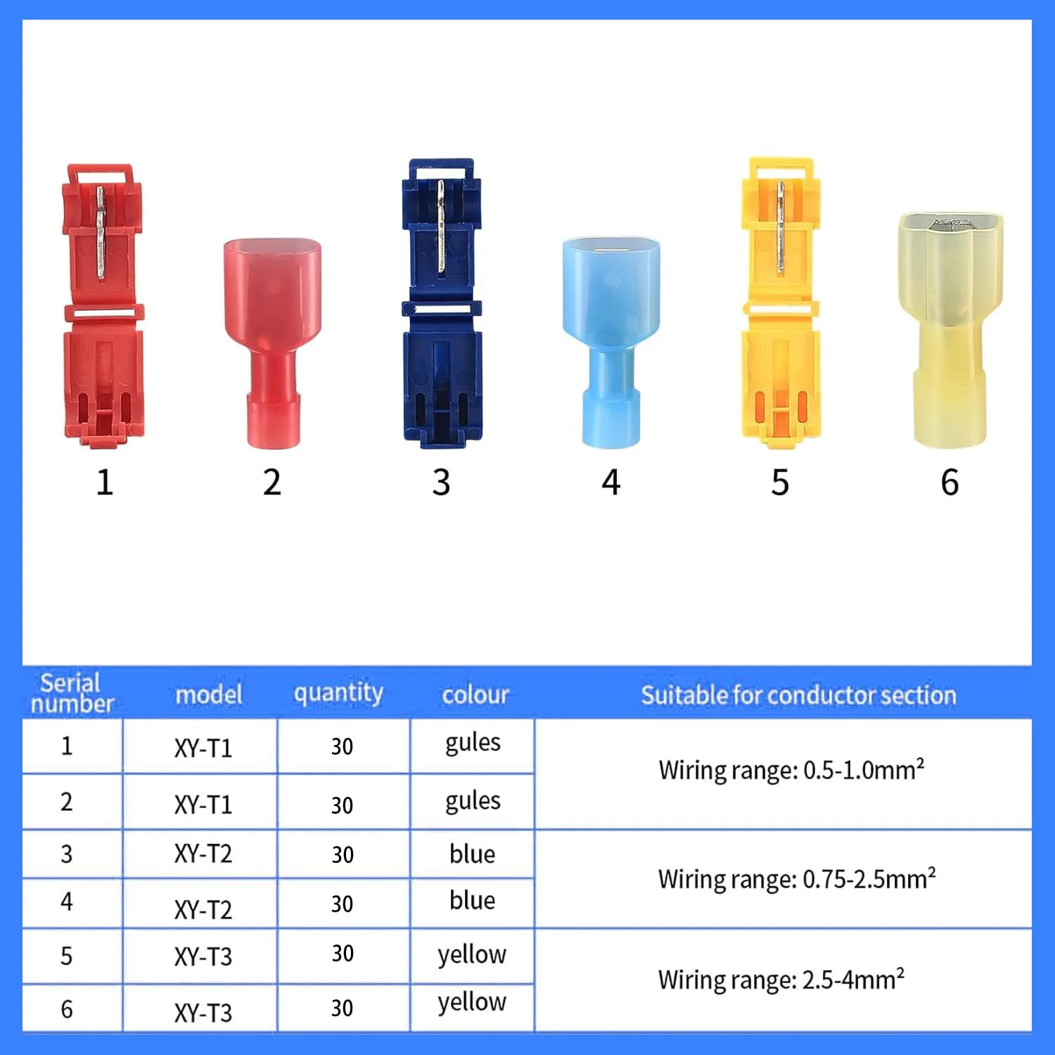 180Pcs T-Tap Quick Splice Wire Terminals, Nylon Insulation Displacement Connectors for Main Cable Branch Wiring