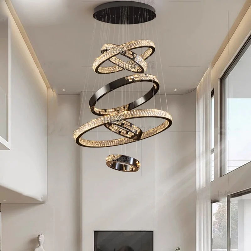 

Modern Home Decoration Crystal Chandelier Stair Pendant Lamp Living Room Pendant Lights Interior Lighting