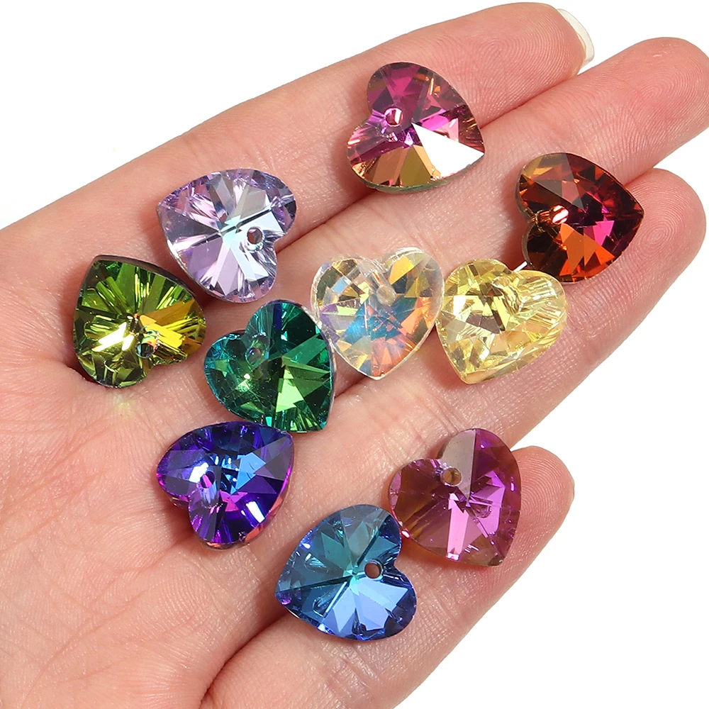 10st 14mm hartvorm kristalglas kralen Oostenrijkse kleur gefacetteerde kristallen charme voor doe-het-zelf ambachten kledingstuk kralen decor accessoires