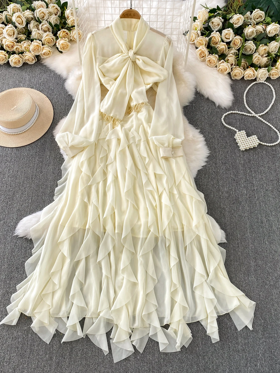 Ele v-ne com cinto longo dr feminino outono férias em camadas renda guarnição fada saia linha a macio médio fino sem estiramento