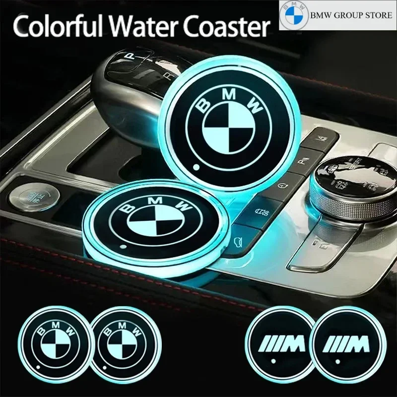 

BMW GROUP 2Pcs Luminous Car Coaster Water Cup Holder Pad For BMW M5 M6 M2 X1 X2 X3 X5 X6 X4 E90 F10 E30 E39 E46 E53 E60 F07 G30