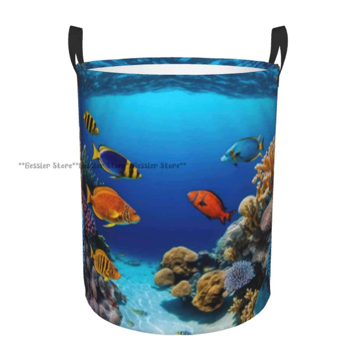 Foldable Laundry Basket for Dirty Clothes Underwater Tropical Coral Reef And Fish World Storage Hamper