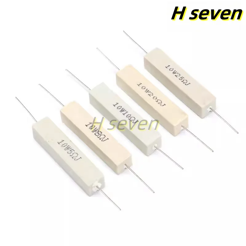 Résistances en ciment céramique, 5% 0.1R, 0.22R, 0.5R, 1R, 2R, 2.2R, 4.7R, 10R, 15R, 20R, 25R, 5W, 10W, 10 pièces