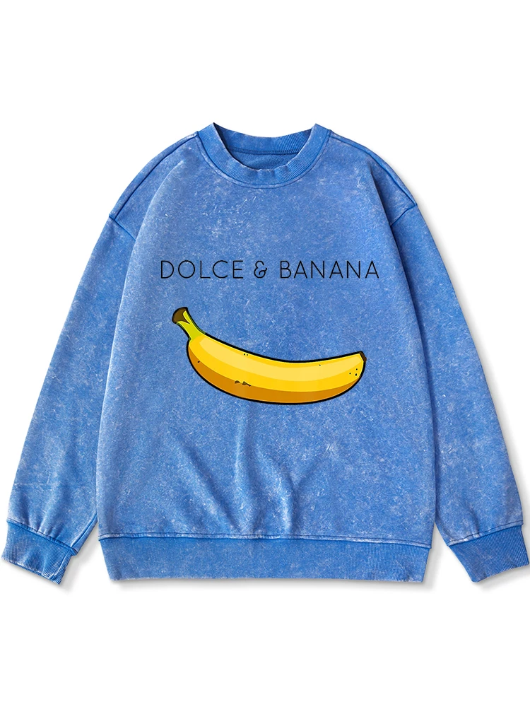 Hoodie feminino com lavagem de banana dolce, moletom de algodão estampado com frutas, simples, grande, retrô, casual, blusa feminina, outono