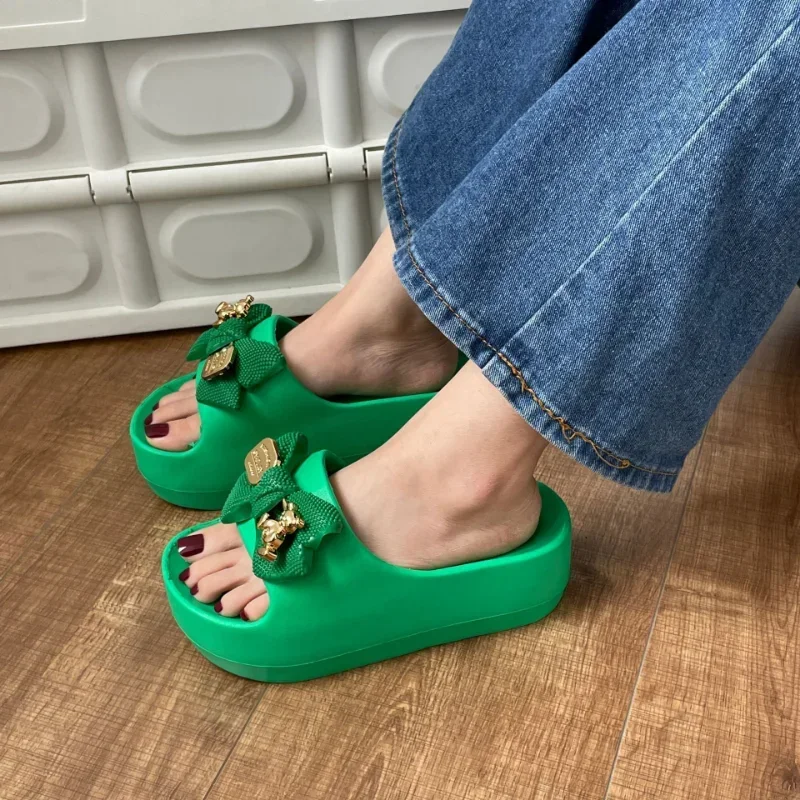 Damskie grube sandaลy na platformie Casual antypoลlizgowe slajdy letnie kapcie na koturnie kobieta moda EVA odkryte kapcie plaลผowe klapki japonki