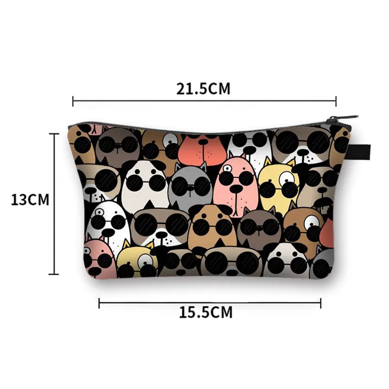 Kawaii Cartoon Cat Dog Cosmetic Case Cute Kitten Puppy Makeup Bags Women Toiletries Bags Clutch Lipstick Pouch Girl Cosmetic Bag