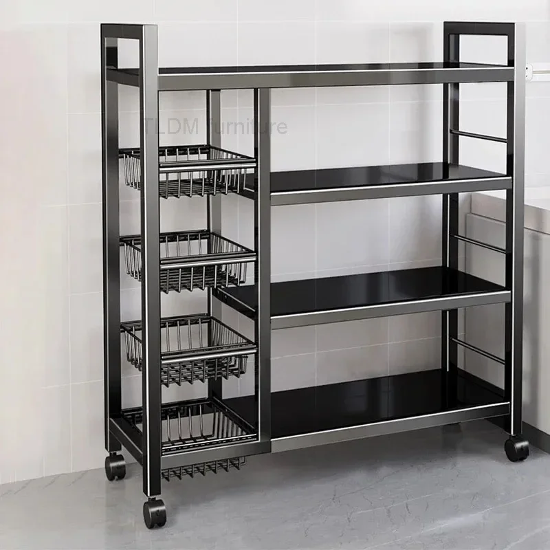 

European Metal Trolleys for Home Balcony Multi-layer Trolley Cart with Wheels Light Luxury Living Room Furniture Storage Shelf