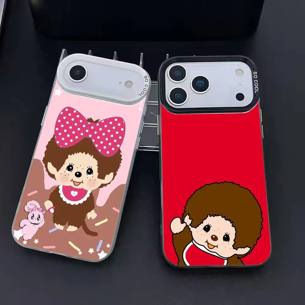 

Cartoon M-Monchhichis Phone Case For iPhone 17 16 15 14 13 12 11 Pro Max Plus Silver candy Matte Cover