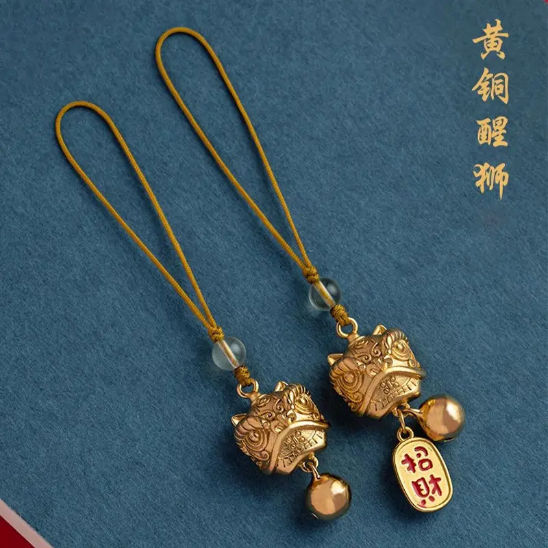 

Подвеска-колокольчик для телефона «Латунный лев» к 2026 году Змеи: украшение в китайском стиле, приносящее удачу, для мужчин и женщин, подарок