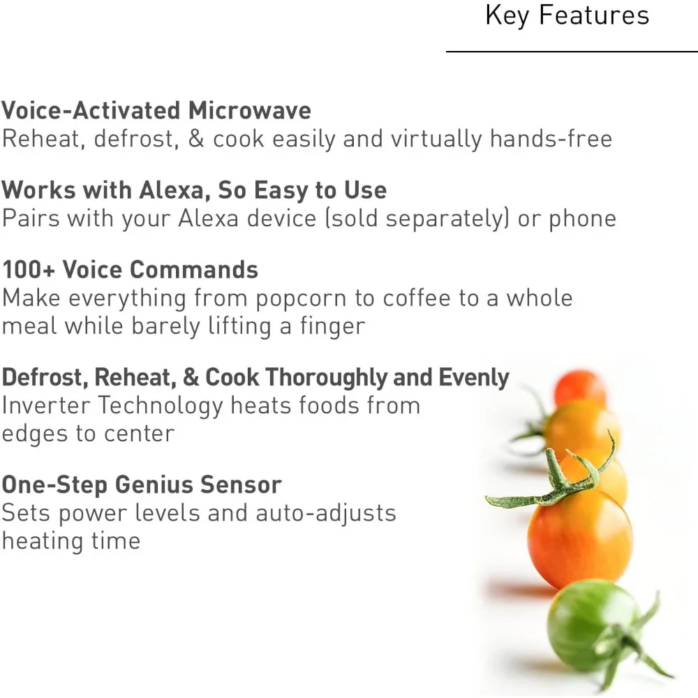 يعمل مع فرن ميكروويف أليكسا كونترتوب بقوة 1200 وات مع مستشعر للطهي Genius، من الفولاذ المقاوم للصدأ