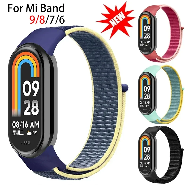 Bracelet for mi band 9 8 7 Strap Nylon Sport loop watch Belt pulsera correa Mi band 4 Wristband for xiaomi Mi band 5 4 Bracelet