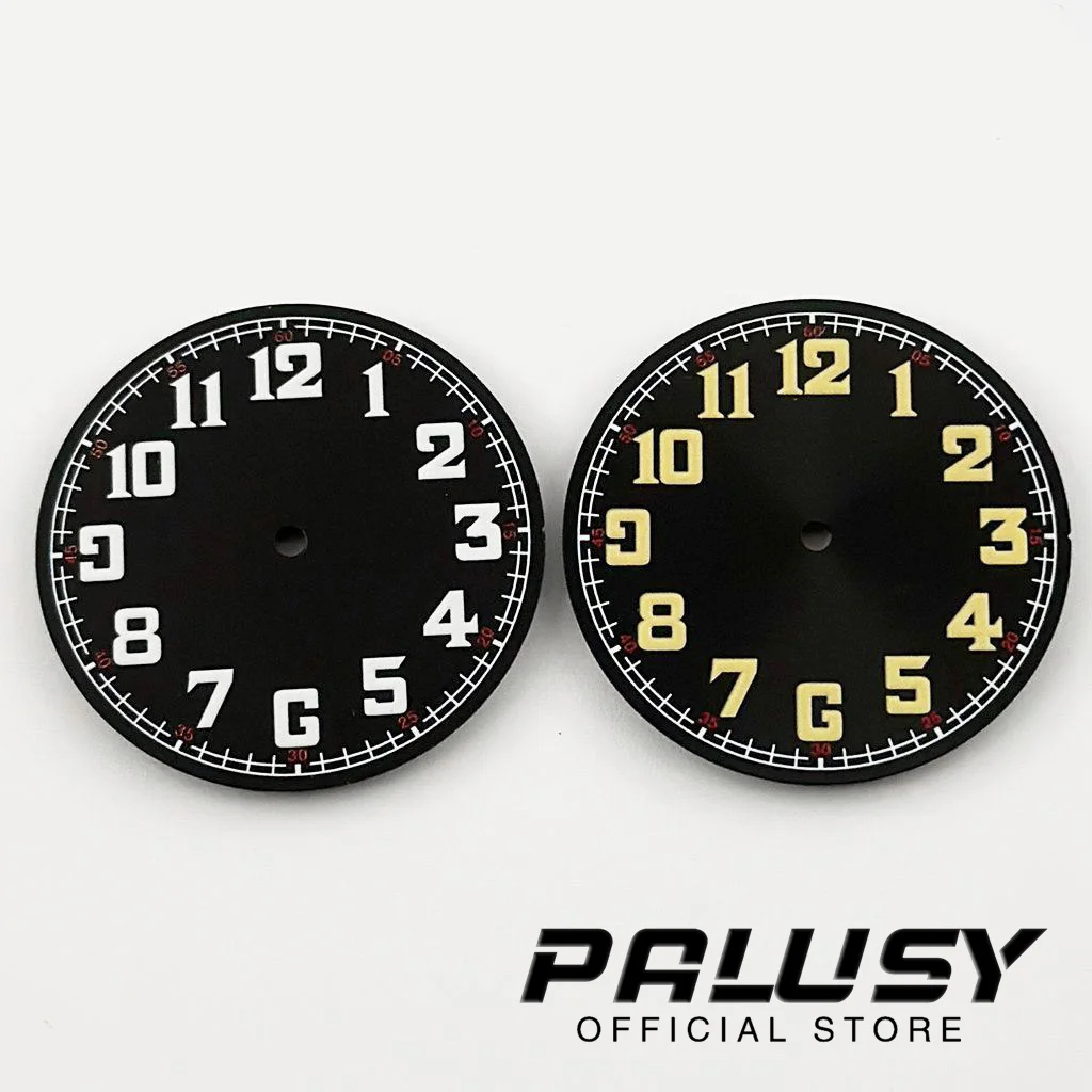 33.5mm estilo piloto clássico preto relógio dial caber nh35 4r35 nh36 4r36 algarismos árabes relógio enfrenta modificado acessórios de relógio