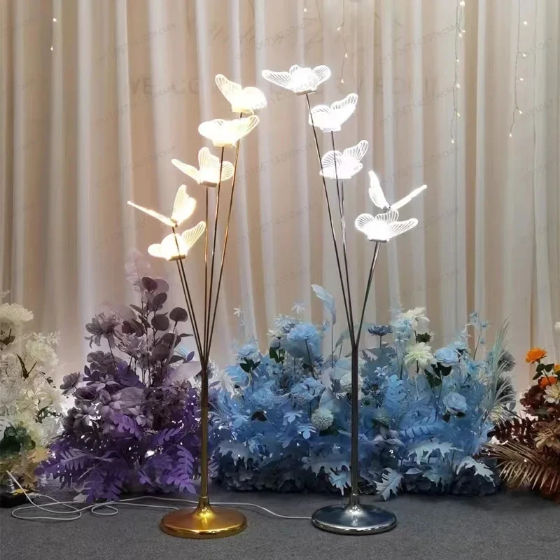 Wrought Iron Butterflies Birds Wedding Aisle Lights Luminous LED Floor Lights Romantic Hotel Party Event Decoration Easy Install