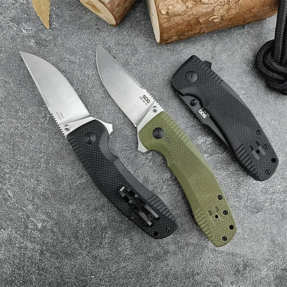 TAC XR Blackout Flipper Folding Pocket Knife D2 Blade G10 Handles Self-defense Utility Tactical Knives Outdoor EDC Multitool