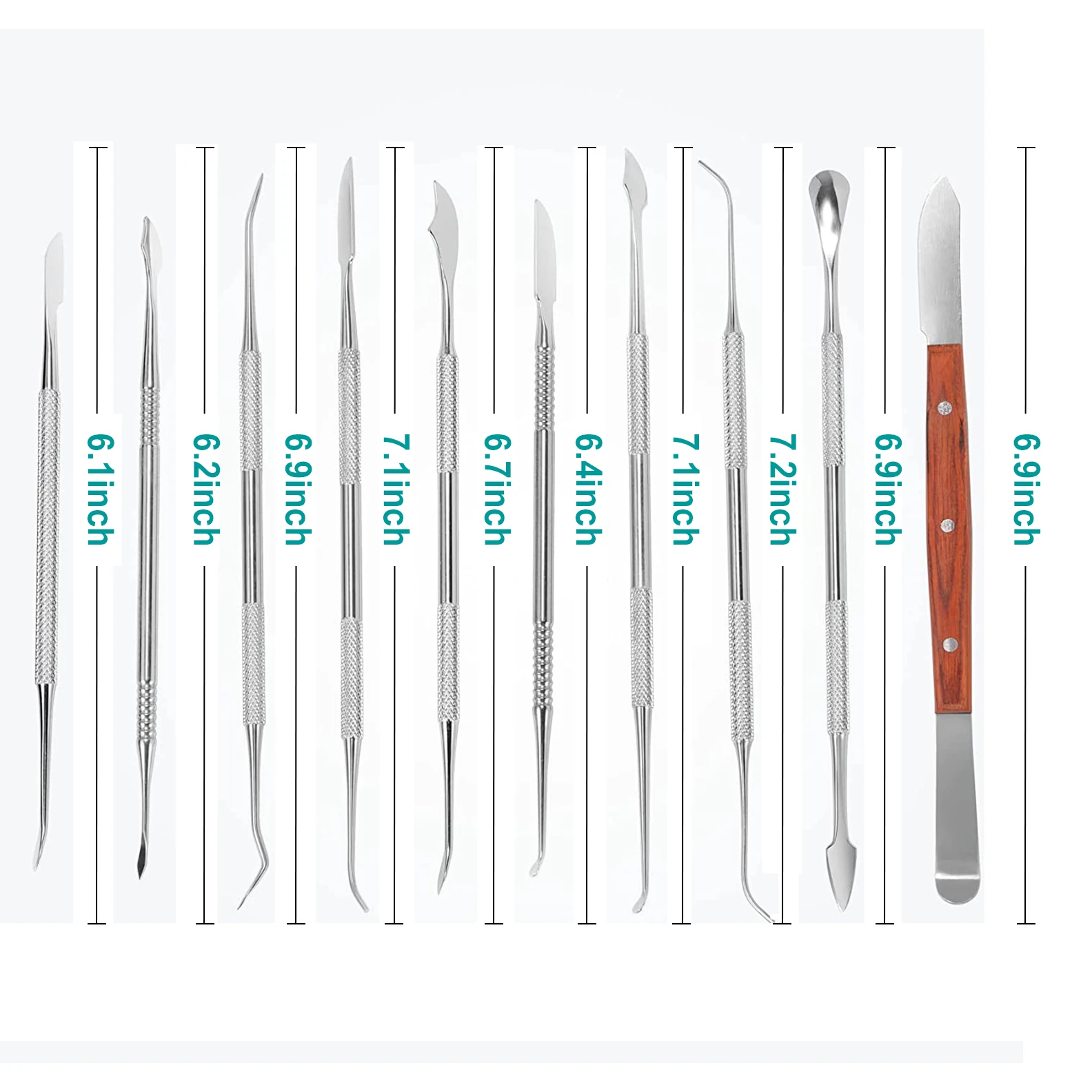 Miroir dentaire en acier inoxydable, 10 pièces, ensemble d\'outils préparés par le dentiste, sonde, Kit de soins dentaires, pince à épiler,