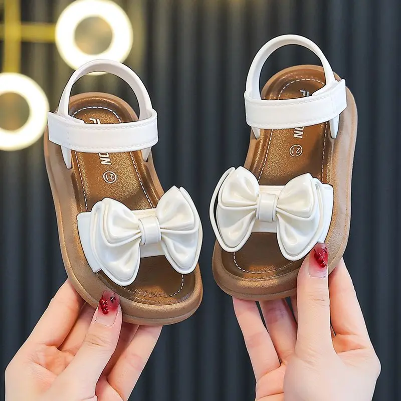 New Fashionable Girls Sandals Summer Bow Princess Sandals 3-14 Years Old Students Children Outside Wearing Versatile Sandals