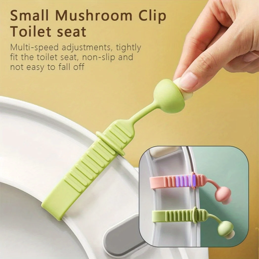 

4pcs Cute Mushroom-Shaped Toilet Seat Lifter - Hygienic Bathroom Accessory with Non-Slip Grip | Pastel Colors (Yellow, Green, Pink, Purple) - Durable & Soft Grip for Toilet Lid - Easy Installation - No Batteries/Electricity-Free | Ideal for Home