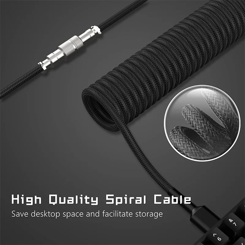 3M USB Type C Mechanical Keyboard Coiled Cable USB Keyboard Wire USB cables Aviator Desktops Computer Aviation Connector 7 color