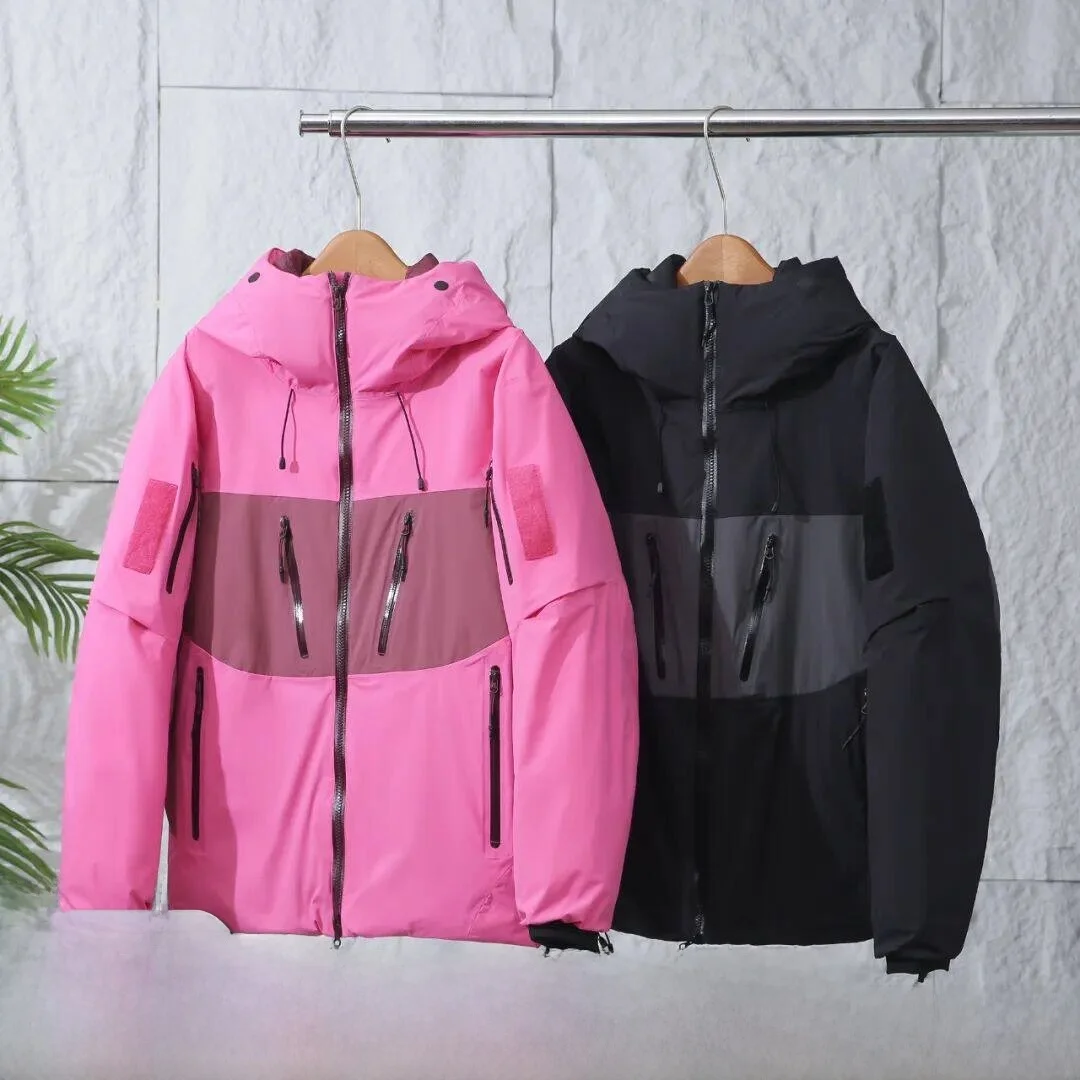 

Waterproof Breathable Snow Series down Jaet Men's Women's Climbing Anti-cold Warm Zipper Hooded Thiened Nylon Fabric