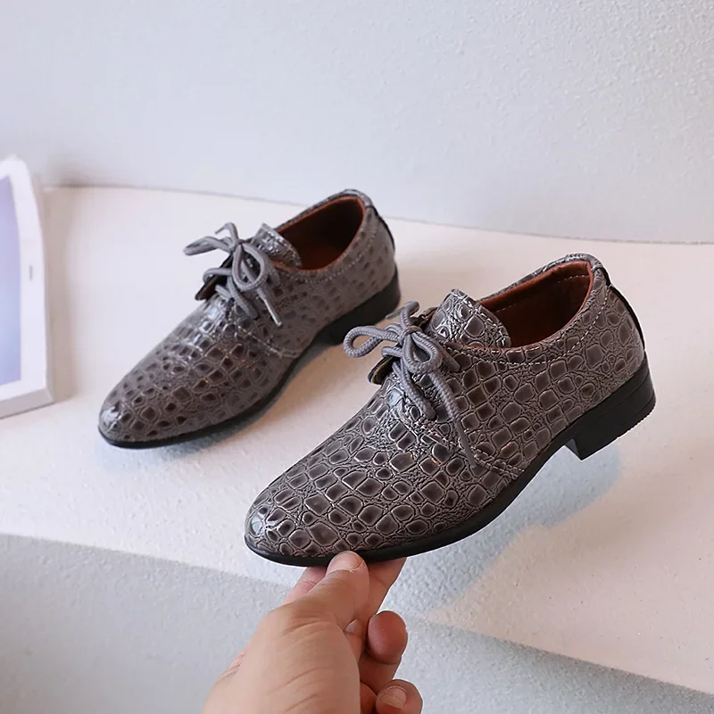 Children Casual Shoes for Party Wedding Shows Cute PU Boys Leather Shoes Drop Shipping Platform Simple Solid Color Black Classic