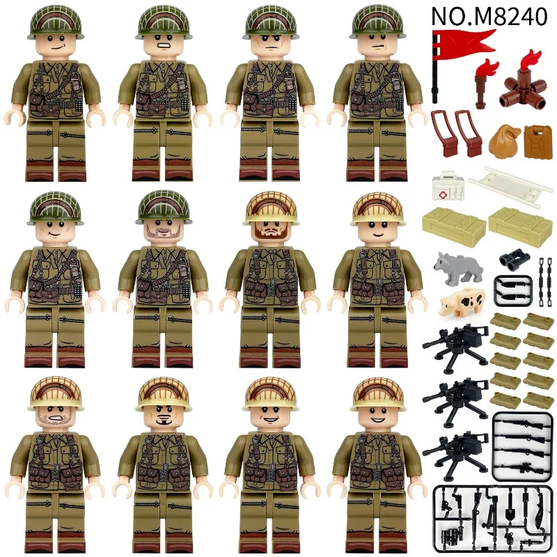 Compatible con la serie de bloques de construcción Lego, entrenamiento en Iwo Jima de EE. UU., juguetes educativos de bloques de construcción para soldados estadounidenses