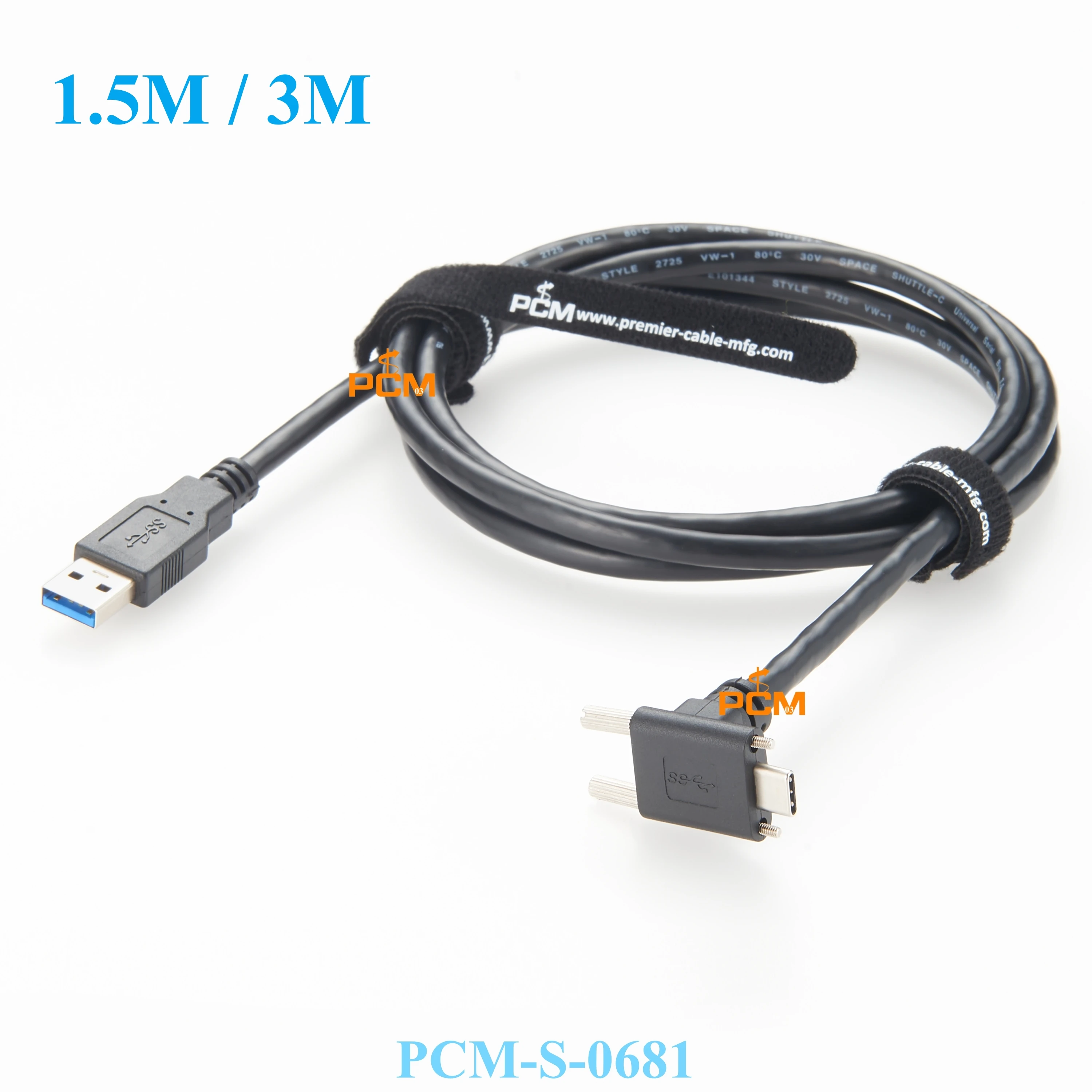 USB 3.0 A Male to USB 3.1 Type C USB-C Type-C with Dual Screws Locking Male Camera Data Cable Standard USB3.0 Panel Mount Type