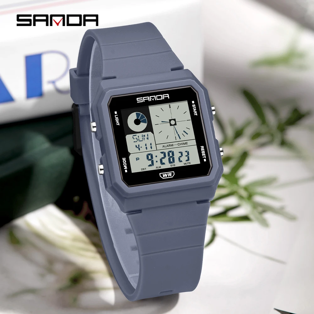 

Мужские электронные часы SANDA, многофункциональный будильник, ночник, календарь, водонепроницаемые часы для спорта и отдыха, студенческие часы
