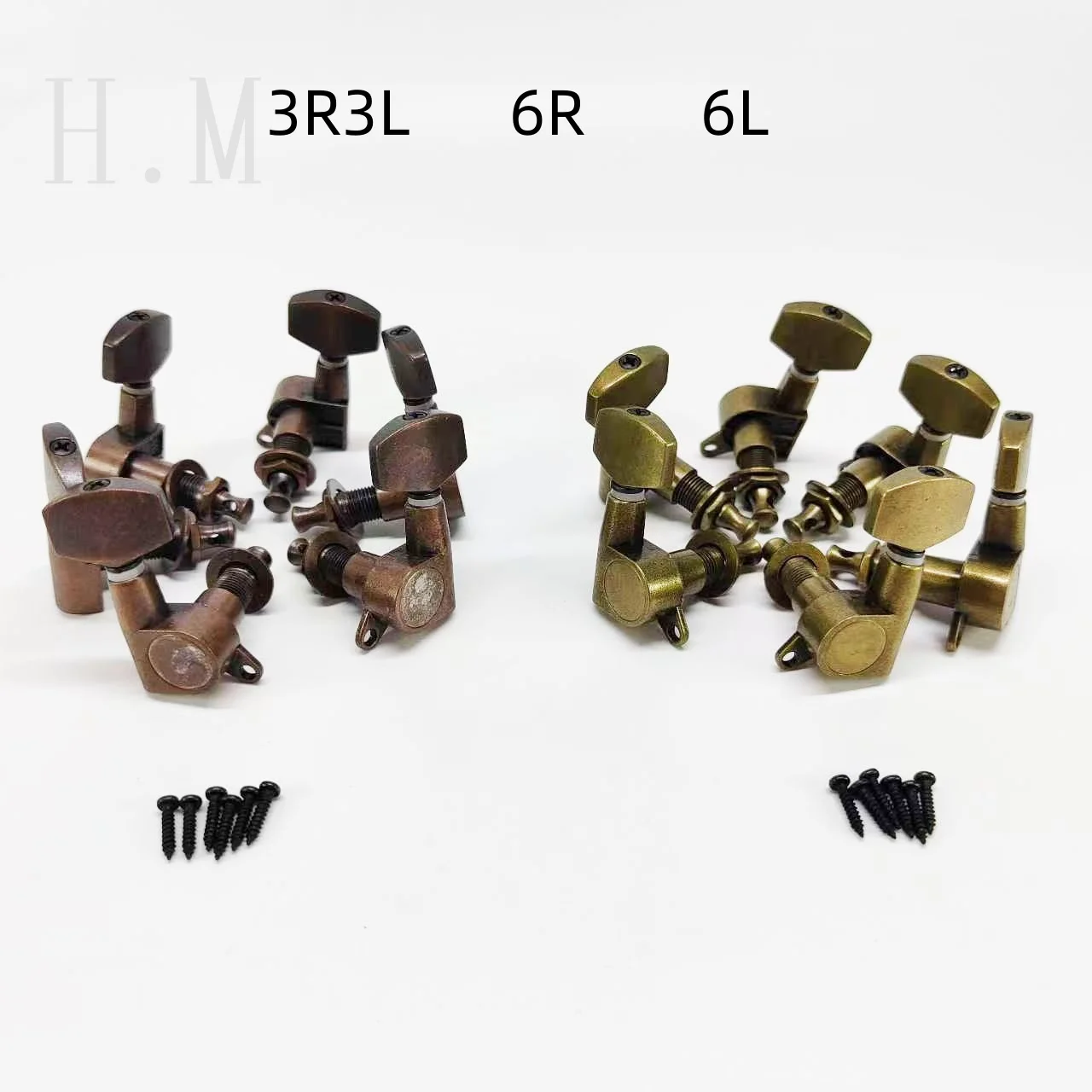 6Pcs/Set 3R3L Acoustic Guitar Tuning Peg Tuner Big/Small Square Head Machine Heads Fully Enclosed Guitar Tuning Peg