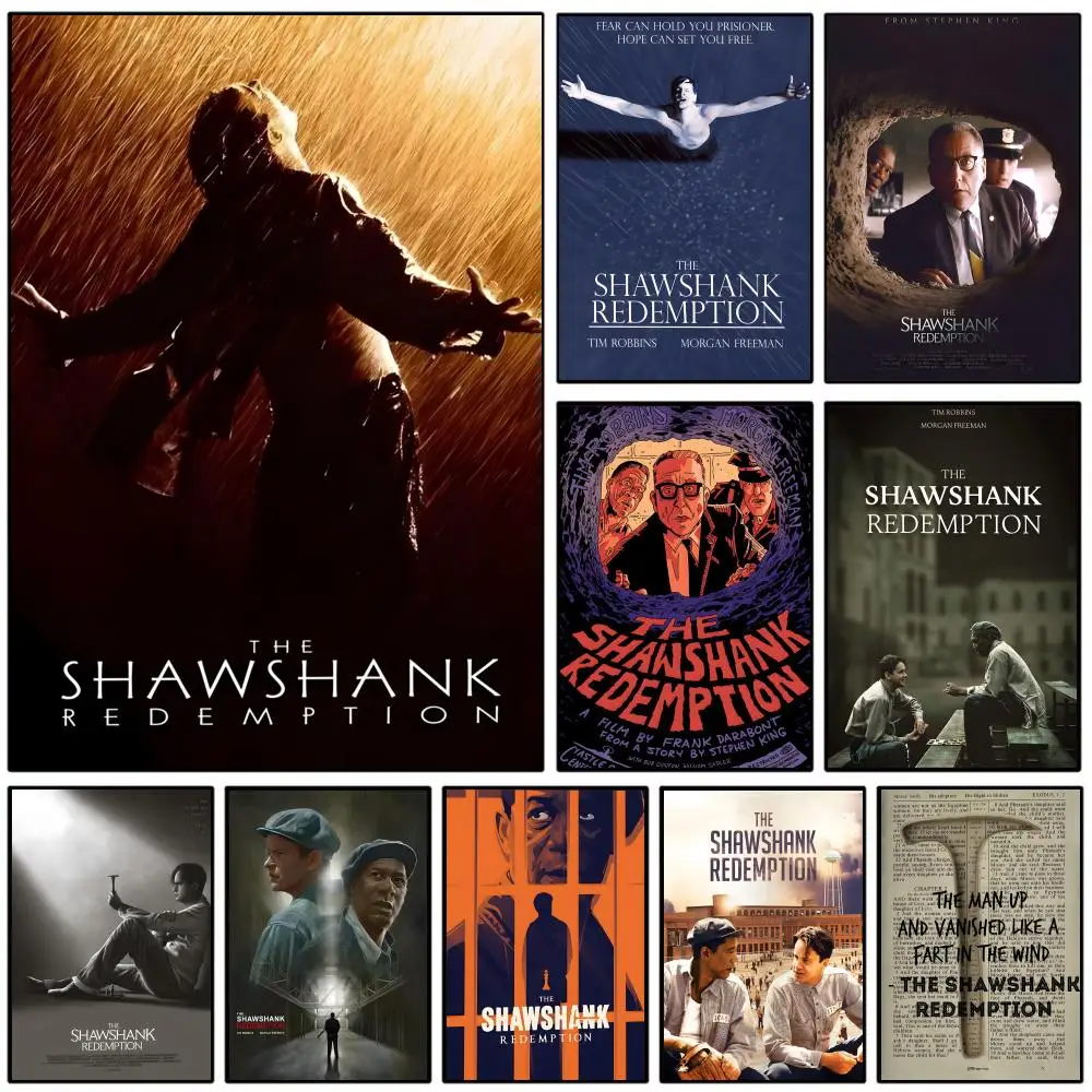 Affiche murale en toile imperméable HD, peinture calligraphique, décoration de la maison, cadeau, film Sticky The Shawshank Redemption