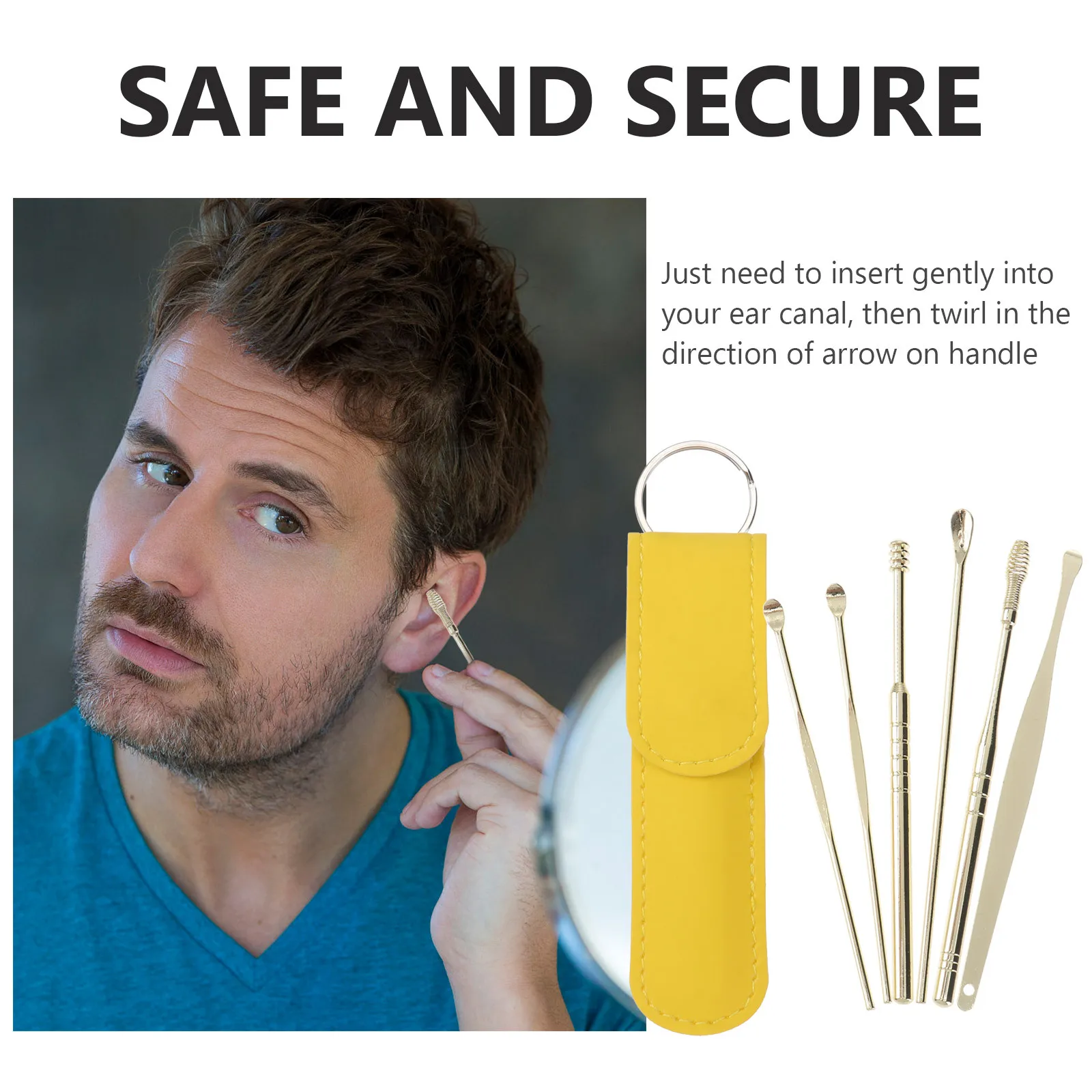 1Set Ear Picks Set Anti Slip Handle Design Perfect for Ear Health Suitable for All Ages Family Must Have Stainless Steel