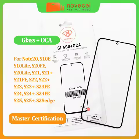 Novecel 10pc Front Screen Outer Glass With OCA For Samsung Galaxy S10E S20 Lite S20 S21 S23 S24 FE S25 edge N20 LCD Front Glass