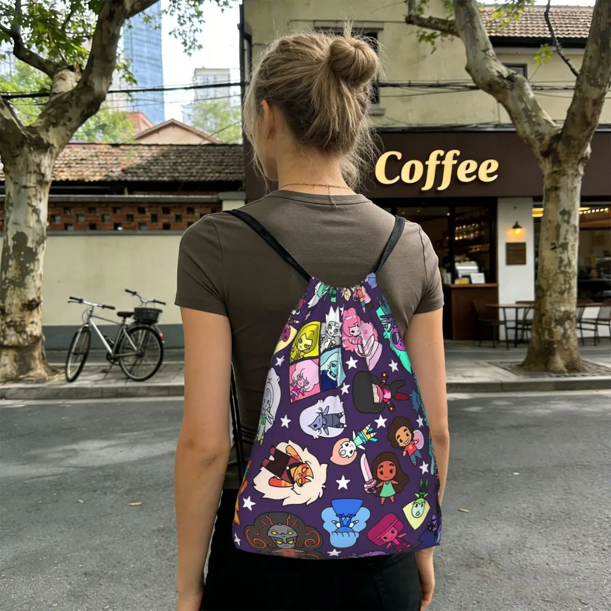 Crystal Gems Steven Universe Backpacks Multi-function Drawstring Bundle Pocket Sports Bag Book Bags for Travel School