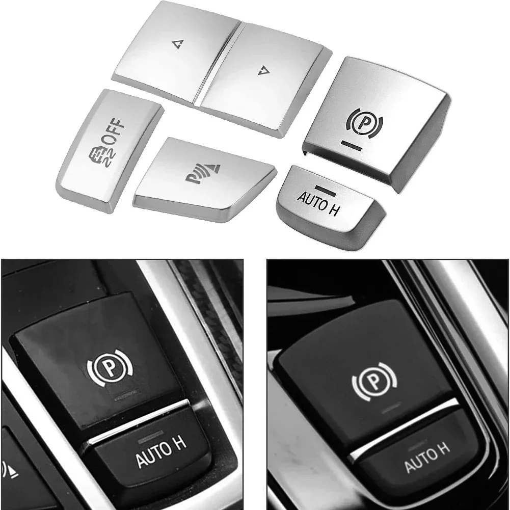 

5pc Handbrake Variable Speed Panel Side Switch P Button Cover Car Handbrake Button For BMW 5 6 Series F10 GT F07 F06 F12 F13 F01