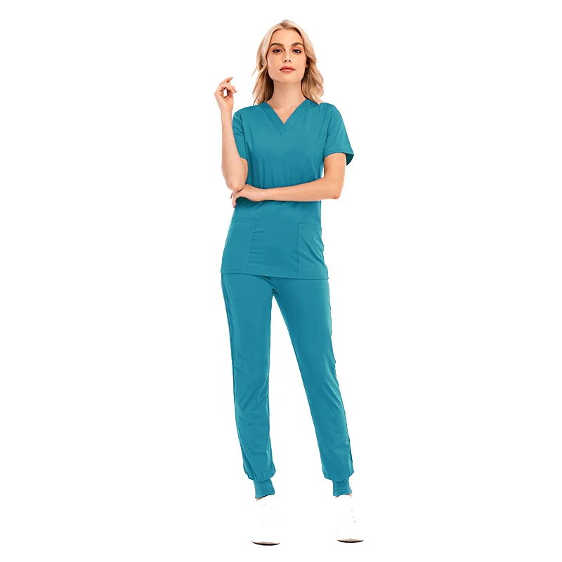 V-Neck Medical Scrub Sets, Uniformes Hospitalares, Clínica Dentária, Spa Workwear, Macacões Médicos, Macacões Cirúrgicos, Macacão de Alta Qualidade