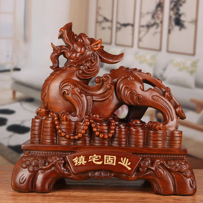 Feng Shui Chinese Lucky Pixiu Resin Ornaments Crafts Sand Gold Office Home Decor Gifts