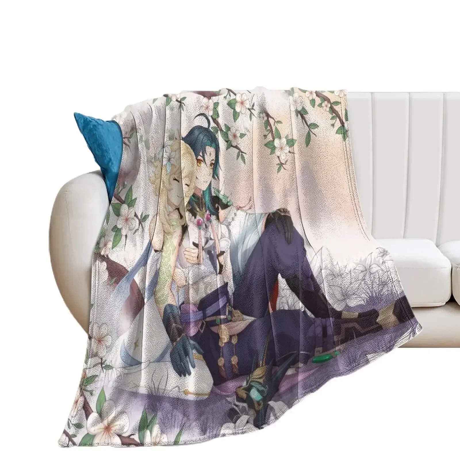 

Xiao and Lumine Genshin Impact Throw Blanket Softest Decoratives heavy to sleep Blankets