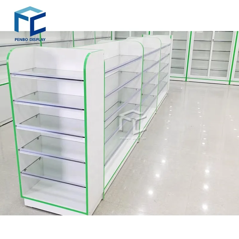 custom.Pharmacy Shop Cash Counter Design Display Showcase Furniture Retail Store Fixture