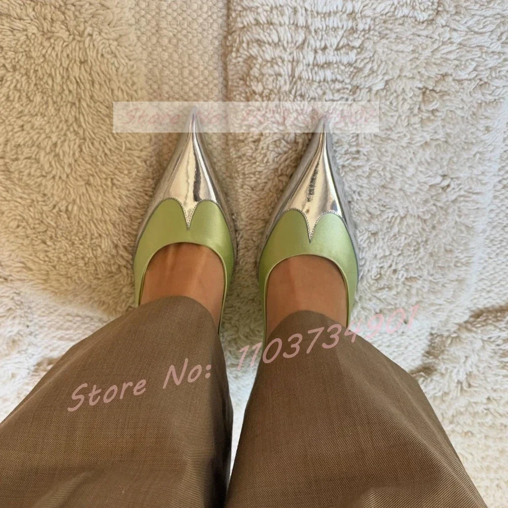 Green Satin Metallic Leather Toe Pumps Women Fashion Pointed Toe Stiletto High Heel Shoes Female Casual Party Wedding Sexy Pumps view 3