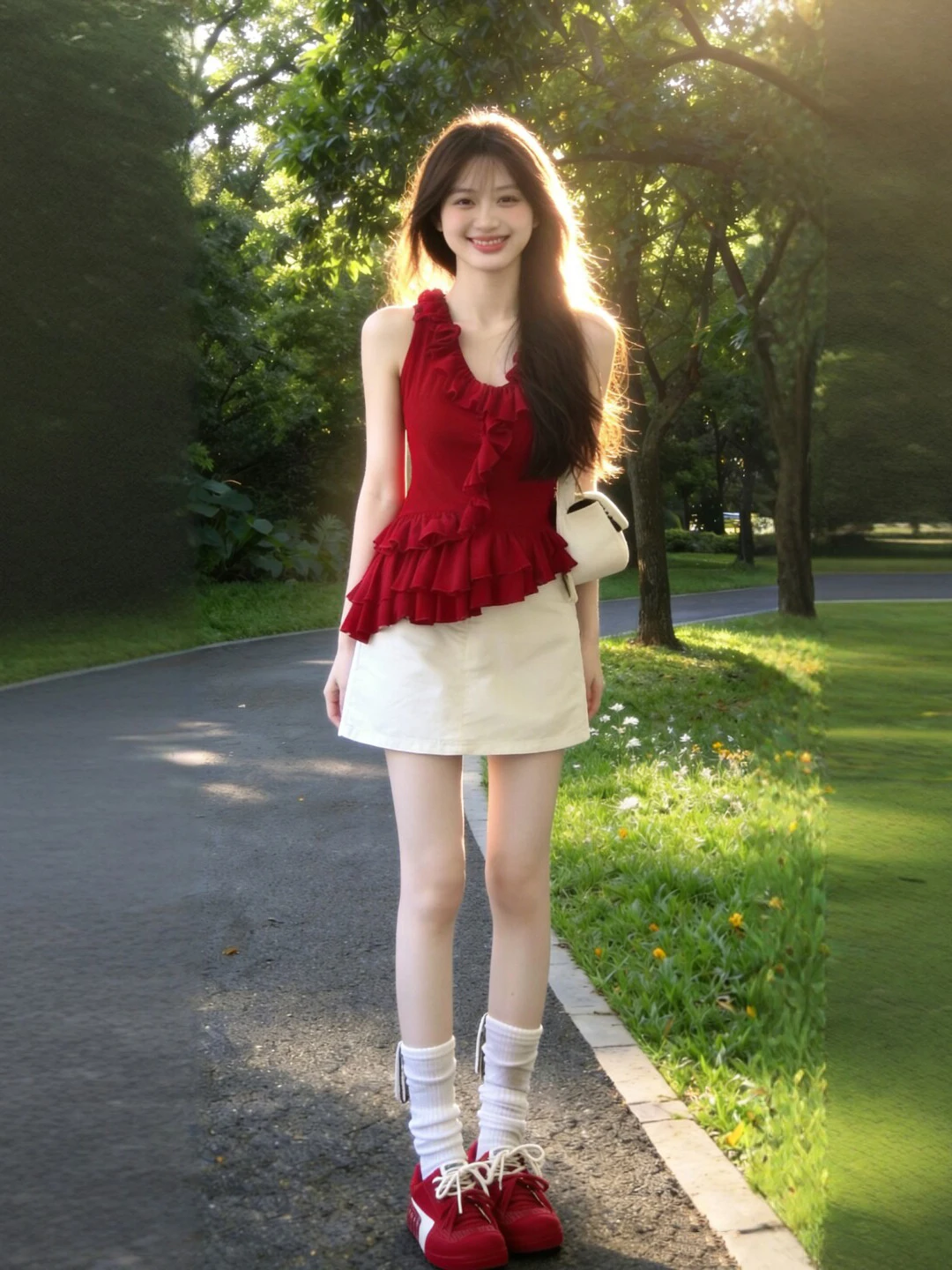 

Beach Vacation Style Two-Piece Set Unique Beautiful Vest Strap Top High Waist Skirt Comfortable Cotton Summer New Arrival