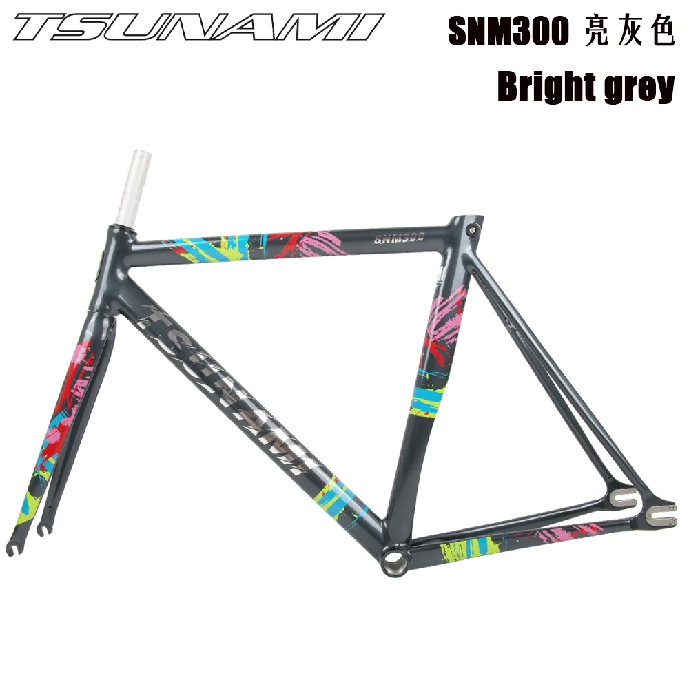 TSUNAMI Fixed Gear Frame Aluminum Alloy 700C Bicycle Frame Racing Track Bicycle Frame Front Fork 52CM 54CM Ultralight