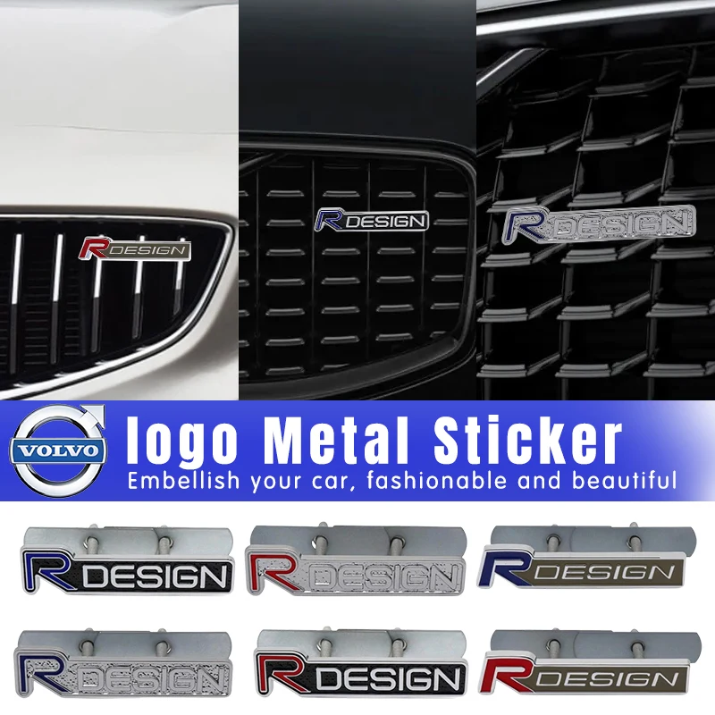 3D Metal Rdesign R Design Front Grill Car Badge Sticker Emblem Decal Decoration For VOLVO XC40 XC60 XC90 V90 S90 S60 V60 V40 C70