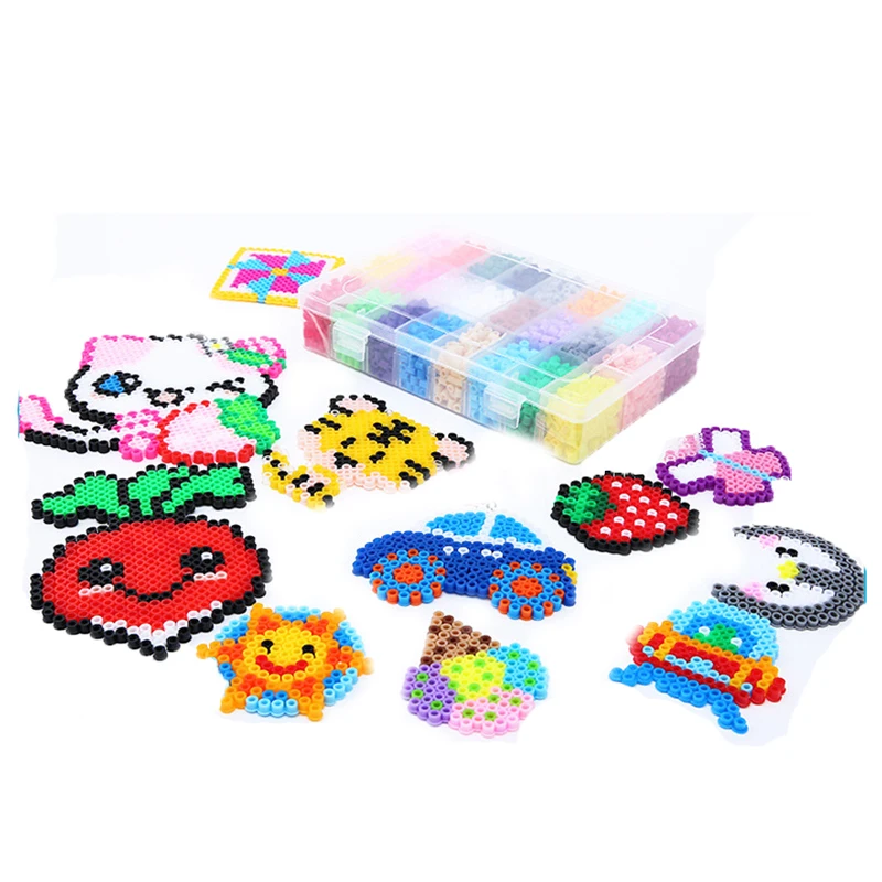 Perler Beads Kit 5mm Kit Hama Beads Creative 3D Puzzle Full Set with All Accessories Ironing Handmade Beads Toy Gift