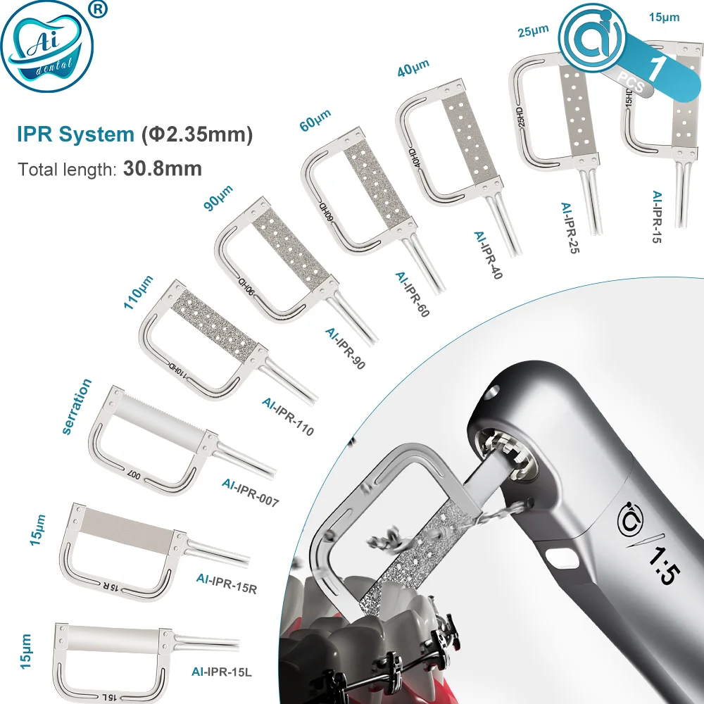 AI-IPR Dental Orthodontic Handpiece Saw Blades suit for 4:1/1:1 Reduction Interproximal Stripping Contra Angle 9 Kinds Thickness