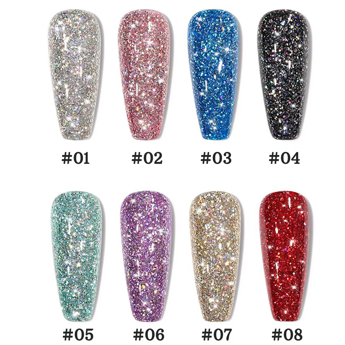 1-12 قطعة WS الصيف الأظافر هالوين الأظافر انفجار الوردي الأبيض الأزرق بريق هلام طلاء الأظافر الملونة سوبر لامعة التدرج جيل للأظافر